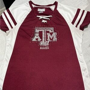 Section 101 Women's Maroon and White Jersey Top